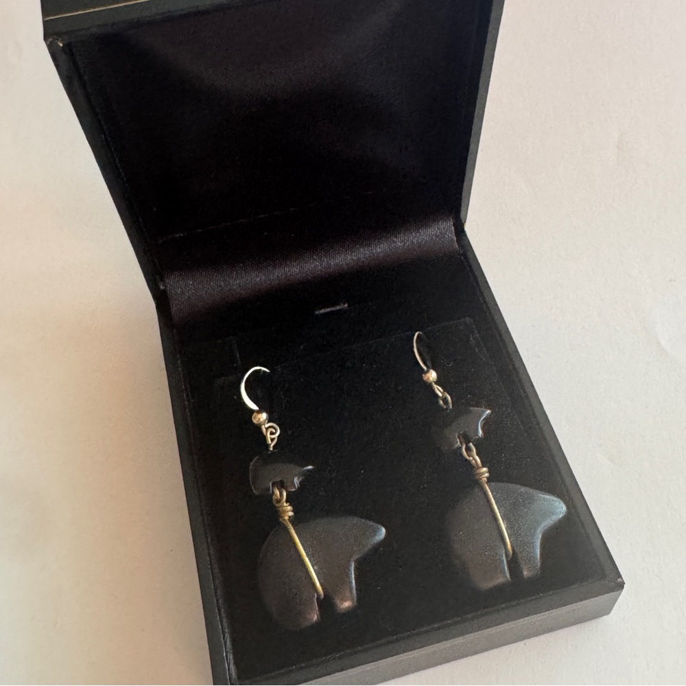 Black Onyx Bear Earrings